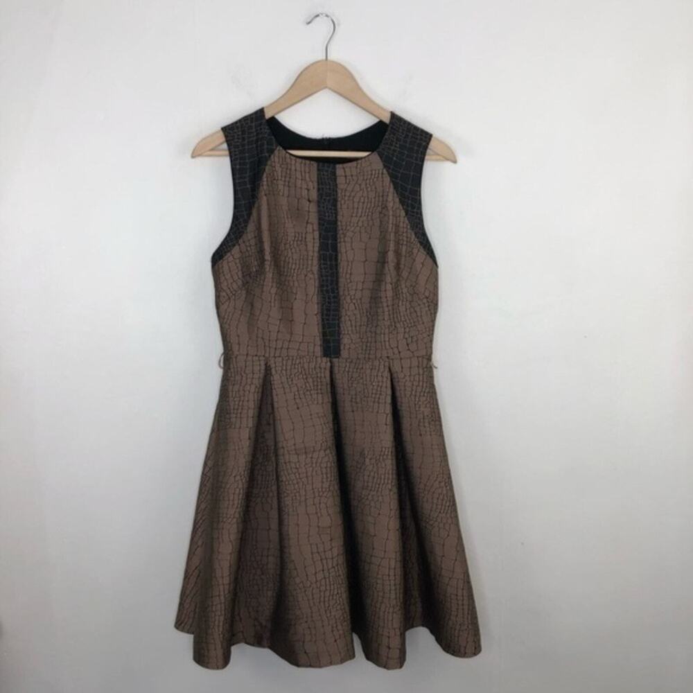 Anthropologie Eva Franco Metallic Snake Print Dress Size 8